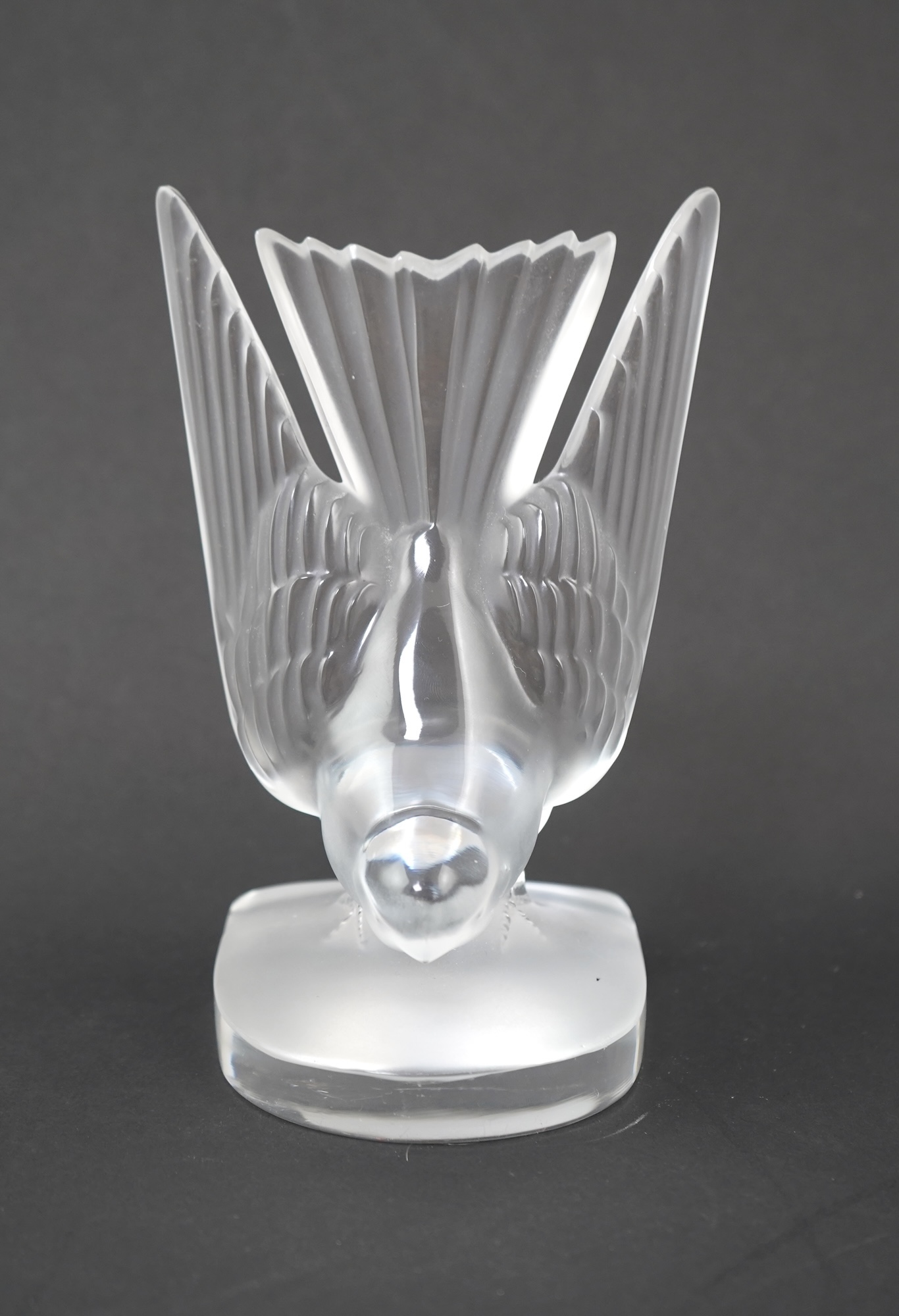 A Lalique frosted glass dove bookend, post-war, 15.5cm